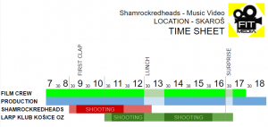 Timesheet Music video Shooting day